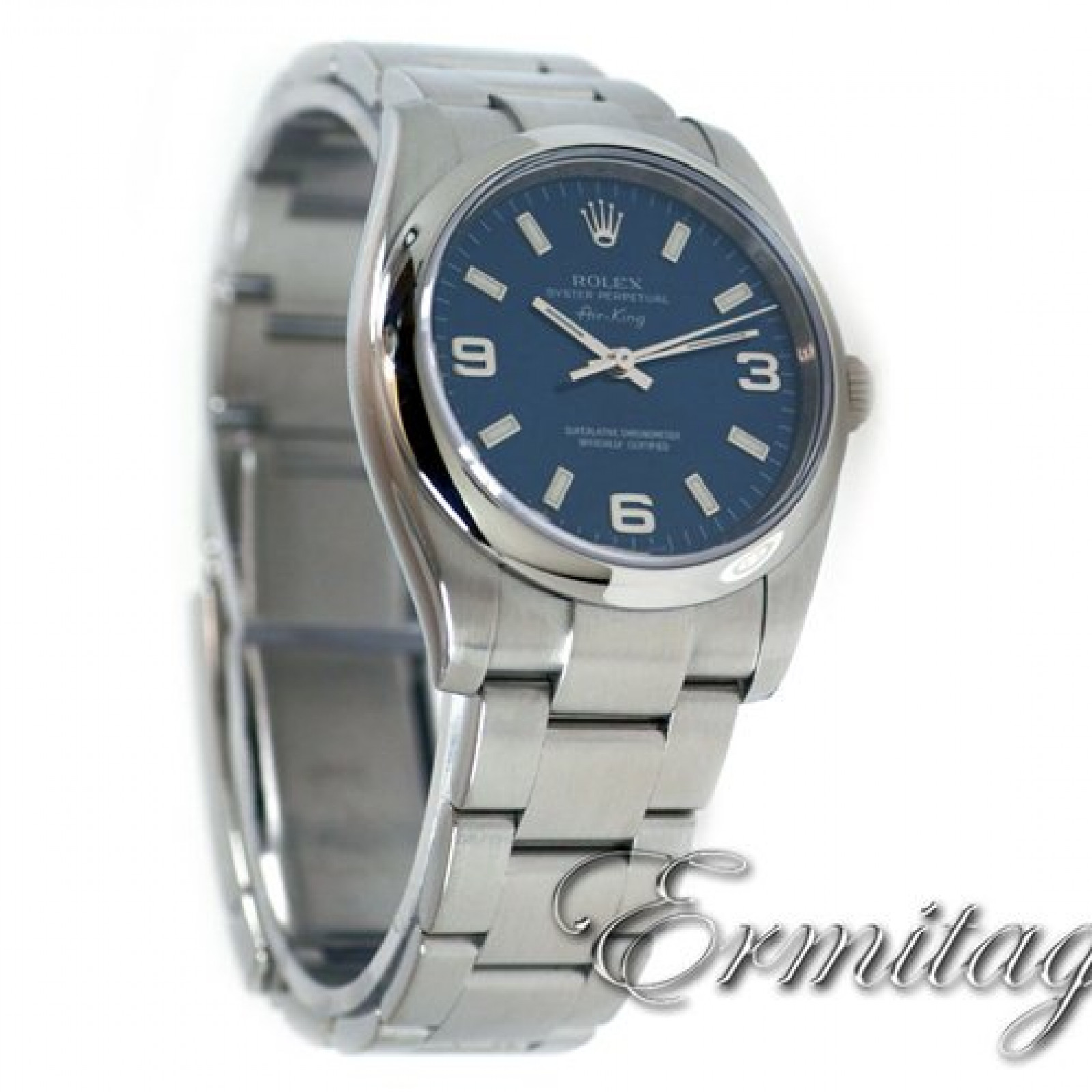 Used Rolex Air King 114200 Steel with Blue Explorer Dial Year 2012